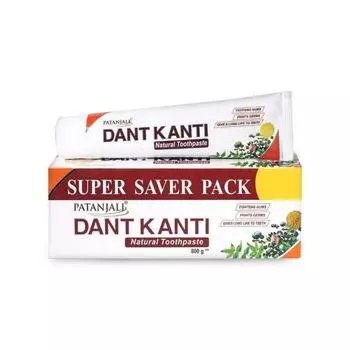 Натуральная зубная паста Patanjali Dant Kanti 800 г (200г х 4), Суперэкономная упаковка, укрепляет зубы, укрепляет десны, дарит улыбку без кариеса