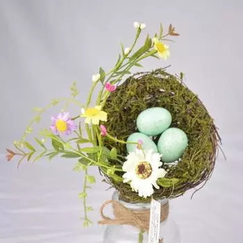 Натуральное дерево Лоза Искусственное гнездо для птиц Пенопласт Яйцо Веточка Резка Пасхальное украшение