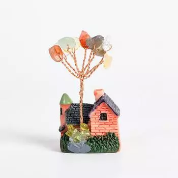 Натуральное хрустальное дерево Орнамент из щебня Натуральный хрустальный мини-дом Хрустальное дерево богатства Хижина