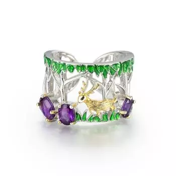 Натуральное красочное сокровище оригинального дизайна, женское нишевое ювелирное изделие, невыцветающее открытое кольцо из стерлингового серебра 925 пробы Yoyo Luming Opening is adjustable