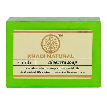 Натуральное мыло ручной работы с Алоэ вера: для увлажнения и восстановления кожи (125 г), Aloevera Soap Hand made, Khadi Natural 6.875