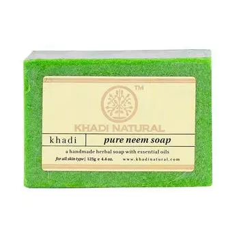 Натуральное мыло ручной работы с Нимом: для проблемной кожи (125 г), Pure Neem Soap Hand Made, Khadi Natural