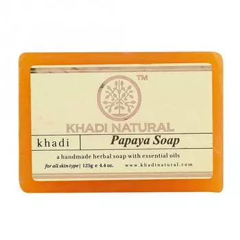 Натуральное мыло ручной работы с Папайей (125 г), Papaya Soap Hand made, Khadi Natural 6.875