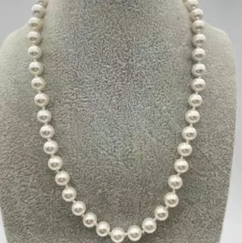 НАТУРАЛЬНОЕ ОЖЕРЕЛЬЕ С БЕЛЫМ ЖЕМЧУГОМ ЮЖНЫХ МОРЕЙ 8 мм 18 ДЮЙМОВ