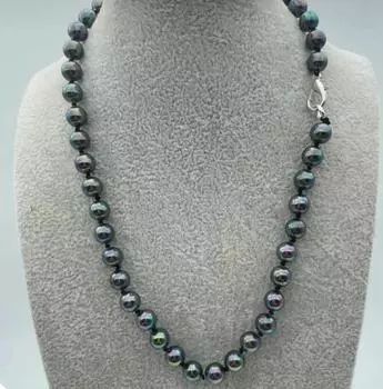 НАТУРАЛЬНОЕ ОЖЕРЕЛЬЕ С ЧЕРНЫМ ЖЕМЧУГОМ ЮЖНЫХ МОРЕЙ 8 мм 18 ДЮЙМОВ