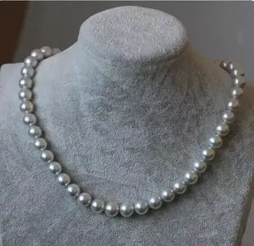 НАТУРАЛЬНОЕ ОЖЕРЕЛЬЕ С СЕРЕБРЯНЫМ СЕРЫМ ЖЕМЧУГОМ ЮЖНЫХ МОРЕЙ 10–11 мм