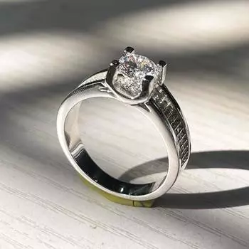 Натуральное серебро 925 пробы 1 карат с бриллиантом, ювелирное кольцо, ювелирные изделия из серебра 925 пробы, обручальные кольца для женщин с коробкой 12 белый
