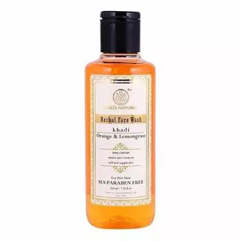 Натуральное средство для умывания с Апельсином и Лемонграссом (210 мл), Herbal Face Wash Orange & Lemongrass, Khadi Natural 12.75