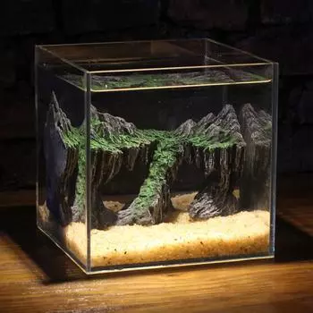 Натуральное украшение для аквариума, пещера для дома хоббита, укрытие для рептилий, укрытие для аквариума, украшение для сада с камнями, ландшафтный дизайн