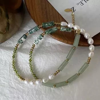 Натуральное зеленое ожерелье Dongling с камнем Xiuyu, новый китайский стиль, темперамент, универсальная нишевая цепочка на ключицу, цепочка на шею с пресноводным жемчугом