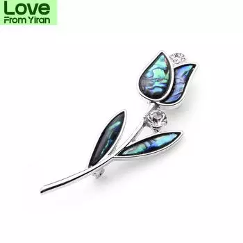 Натуральные броши-тюльпаны из ракушек для женщин, брошь-цветок из сплава металла, подарочные ювелирные изделия высокого качества, аксессуары