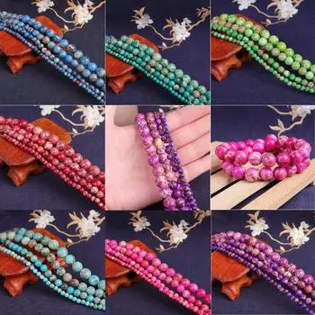 Натуральные бусины из императорского камня яшмы для изготовления ювелирных изделий, браслет, ожерелье «сделай сам», 4 мм, 6 мм, 8 мм, 10 мм 4mm 85pcs