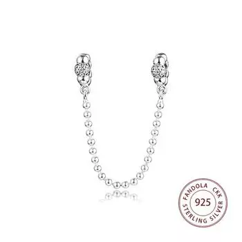 Натуральные бусины из стерлингового серебра 925 пробы и защитная цепочка с паве, подвески, металлические бусины для изготовления ювелирных изделий, подходят для европейского браслета Kralen