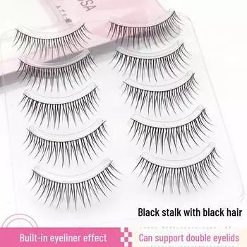 Натуральные черные накладные ресницы для девочек с жестким стержнем А-типа, идеально подходят для ежедневного использования и поддержки двойного века. 10mm