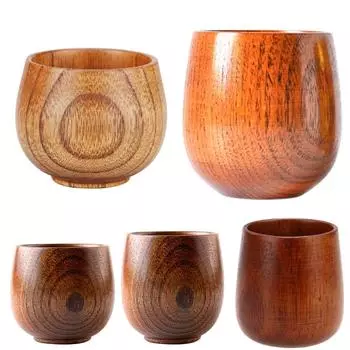 Натуральные деревянные большие чашки для живота, деревянная кружка для ююбы, кружка для пива, чая, кофе, молока, воды, кухонная посуда для бара, пивная кружка для кухонного бара 101-200ML