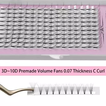 Натуральные длинные 0,07 толщины, готовые объемные вееры, синтетические волосы, наращивание ресниц, накладные ресницы