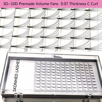 Натуральные длинные синтетические волосы толщиной 0,07, наращивание ресниц, готовые объемные вееры, накладные ресницы