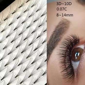 Натуральные длинные завитые ресницы C, наращивание синтетических волос, готовые объемные вееры, накладные ресницы