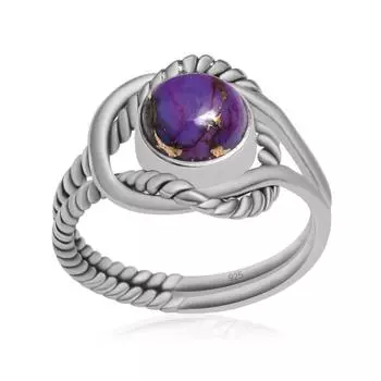 Натуральные фиолетовые бирюзовые кольца из стерлингового серебра 925 пробы с витой веревкой для женщин и девочек 5 фиолетовый