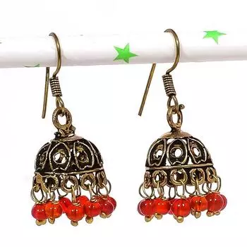 Натуральные индийские серьги Jhumki с драгоценным камнем, серебряные серьги в племенном стиле Бали, 1,46 дюйма, z1m31