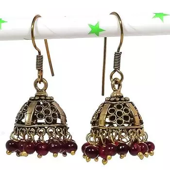 Натуральные индийские серьги Jhumki с драгоценным камнем, серебряные серьги в стиле Бали, 1,50 дюйма, w9b34