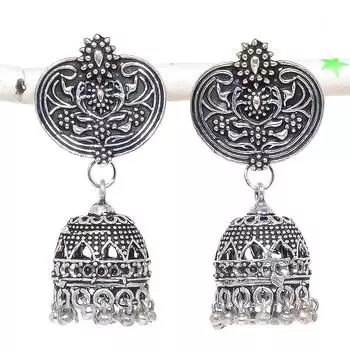 Натуральные индийские серьги Jhumki с драгоценным камнем, серебряные серьги в стиле Бали, 1,65 дюйма, r2h51