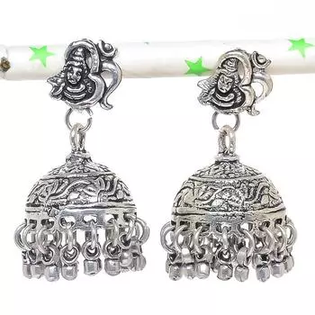 Натуральные индийские серьги Jhumki с драгоценным камнем, серебряные серьги в племенном стиле Бали, 1,62 дюйма, n3Q42