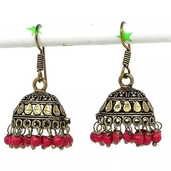 Натуральные индийские серьги Jhumki с драгоценным камнем, серебряные серьги в стиле Бали, 1,38 дюйма, I1w52