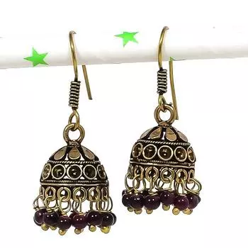 Натуральные индийские серьги Jhumki с драгоценным камнем, серебряные серьги в стиле Бали, 1,50 дюйма, K0s48