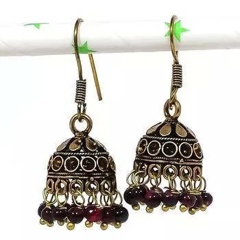 Натуральные индийские серьги Jhumki с драгоценным камнем, серебряные серьги в стиле Бали, 1,42 дюйма, n5A42