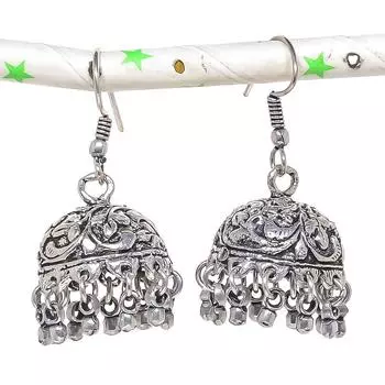 Натуральные индийские серьги Jhumki с драгоценным камнем, серебряные серьги в этническом стиле Бали, 1,69 дюйма, a7P50