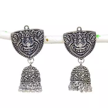 Натуральные индийские серьги Jhumki с драгоценным камнем, серебряные серьги в стиле Бали, 1,97 дюйма, n2j35