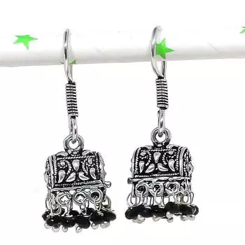 Натуральные индийские серьги Jhumki с драгоценным камнем, серебряные серьги в стиле Бали, 1,50 дюйма, r8b61