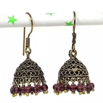 Натуральные индийские серьги Jhumki с драгоценным камнем, серебряные серьги в стиле Бали, 1,50 дюйма, m7H92