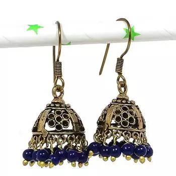 Натуральные индийские серьги Jhumki с драгоценным камнем, серебряные серьги в стиле Бали, 1,50 дюйма, p6z08