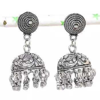 Натуральные индийские серьги Jhumki с драгоценным камнем, серебряные серьги в стиле Бали, 1,50 дюйма, h6v19