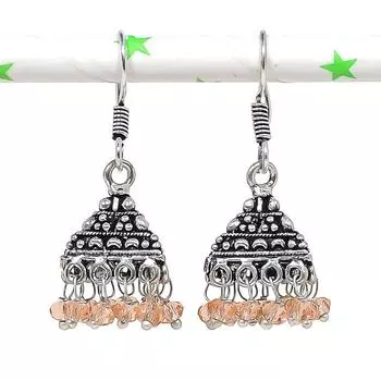 Натуральные индийские серьги Jhumki с драгоценным камнем, серебряные серьги в племенном стиле Бали, 1,42 дюйма, U6q25