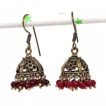 Натуральные индийские серьги Jhumki с драгоценным камнем, серебряные серьги в стиле Бали, 1,50 дюйма, n5q18