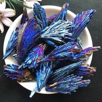 Натуральные камнисиний цвет и минералы титан аура кварц хвост декор