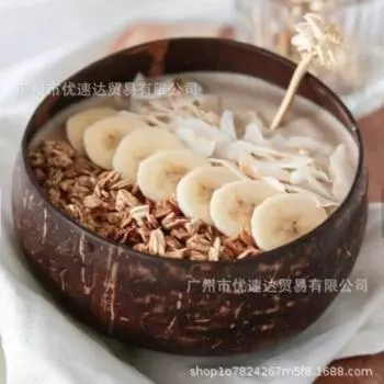 Натуральные кокосовые миски Деревянные миски ручной работы Набор столовых приборов Фруктовый салат Кухонные принадлежности Десертные ложки