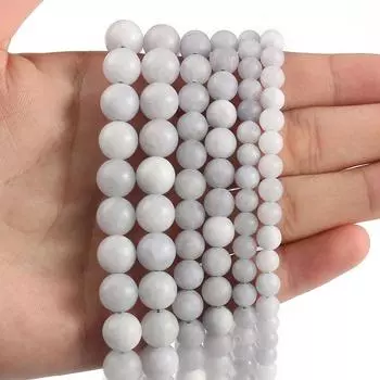 Натуральные матовые светло-голубые нефритовые каменные бусины, серые матовые свободные круглые бусины для самостоятельного изготовления ювелирных изделий, аксессуары для браслетов 6, 8, 10 мм 6mm (approx 61pcs) светло-синий