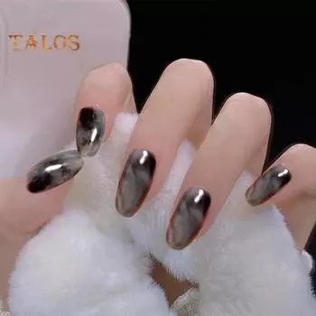 Натуральные накладные ногти размазанные в темном стиле, без пятен, идеально подходят для легкого дизайна ногтей своими руками, женские аксессуары для накладных ногтей чёрный