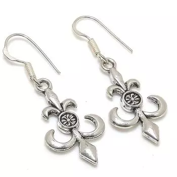 Натуральные непальские подарочные серьги ручной работы из стерлингового серебра 925 пробы 1,85 дюйма F5d49