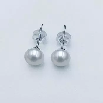 Натуральные пресноводные плоские округлые булочки из стерлингового серебра S925, классические универсальные уши Volkswagen со свежим жемчугом 6-7mm белый