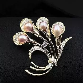 Натуральные пресноводные тюльпаны должны быть латунными брошками для женских высококачественных свежих и универсальных костюмов, корсажной одежды темперамента золотой