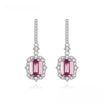 Натуральные серьги-капли из серебра 925 пробы с розовым морганитом изумрудной огранки, винтажные элегантные серьги с драгоценными камнями для женщин, роскошные изящные ювелирные изделия