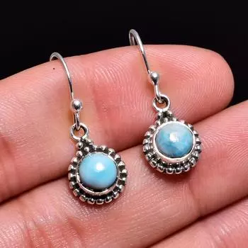 Натуральные серьги ручной работы из ларимара, женские ювелирные изделия из 100% стерлингового серебра 925 пробы синий