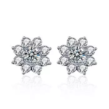 Натуральные серьги с муассанитом 0,5 карата D, стерлинговое серебро 925 пробы, серьги с цветами для женщин, сверкающие свадебные украшения для невесты, подарки