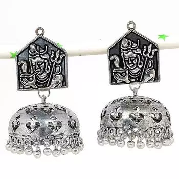 Натуральные серебряные серьги Jhumki с драгоценным камнем в индийском стиле в этническом стиле Бали 2,09 дюйма P8O96