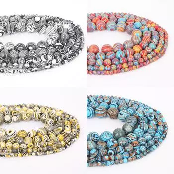 Натуральные свободные каменные желто-синие красочные малахитовые круглые бусины диаметром 10 мм для изготовления ювелирных изделий, длина 15 дюймов 10mm 38pcs